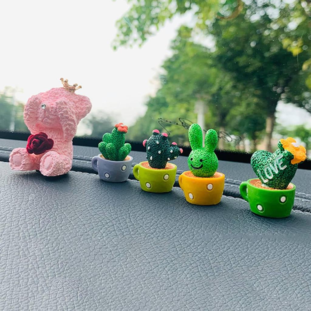 4pcs Interior Car Dashboard Decorations, Potted Plants Art Decoration Best Gifts Birthday Graduation