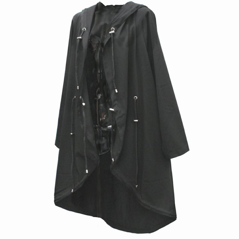 2025 Hip Hop Punk Trench Coat Hooded Cloak Men Women Harajuku Casual Long Jacket Gothic Vintage Gabardina