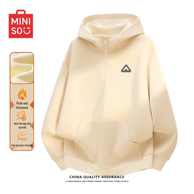 MINISO Men's Heavyweight Half-Zip Hooded Sweatshirt