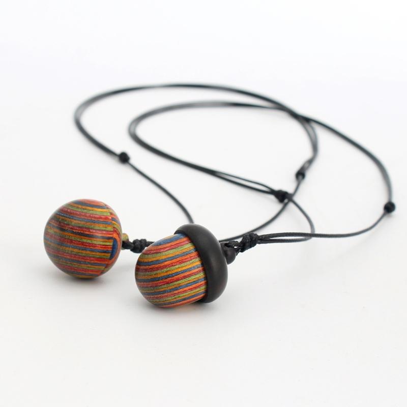 Wooden Acorns Pendant Necklace Choker with Wax Rope Men Women Ethnic Style Storage Pendants Necklaces Jewelry Accessory