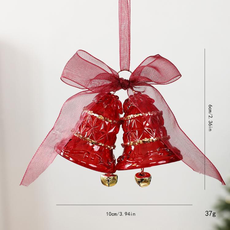 Burgundy Clear Acrylic Christmas Tree Ornament Wine Red & Gold Glitter Hanging Pendant