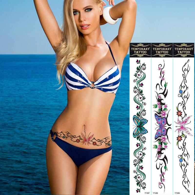 Belt Tattoo Sticker Waterproof And Long-Lasting Lower Belly Butterfly Flower Belt Sticker Tattoo Sticker Tattoo Sticker