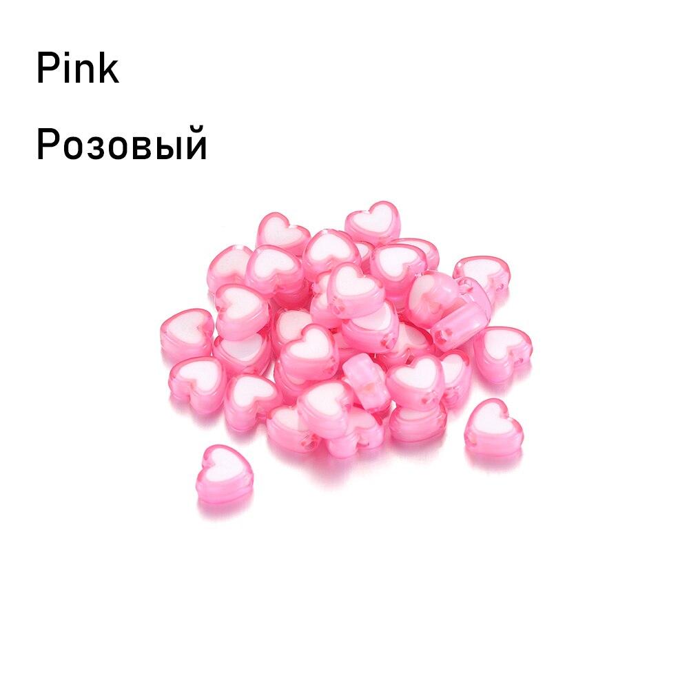 50 stücke Modeschmuck Liebe Herz Acrylperlen Lose Spacer Flache Runde Perlen Für Schmuckherstellung DIY Armband Zubehör