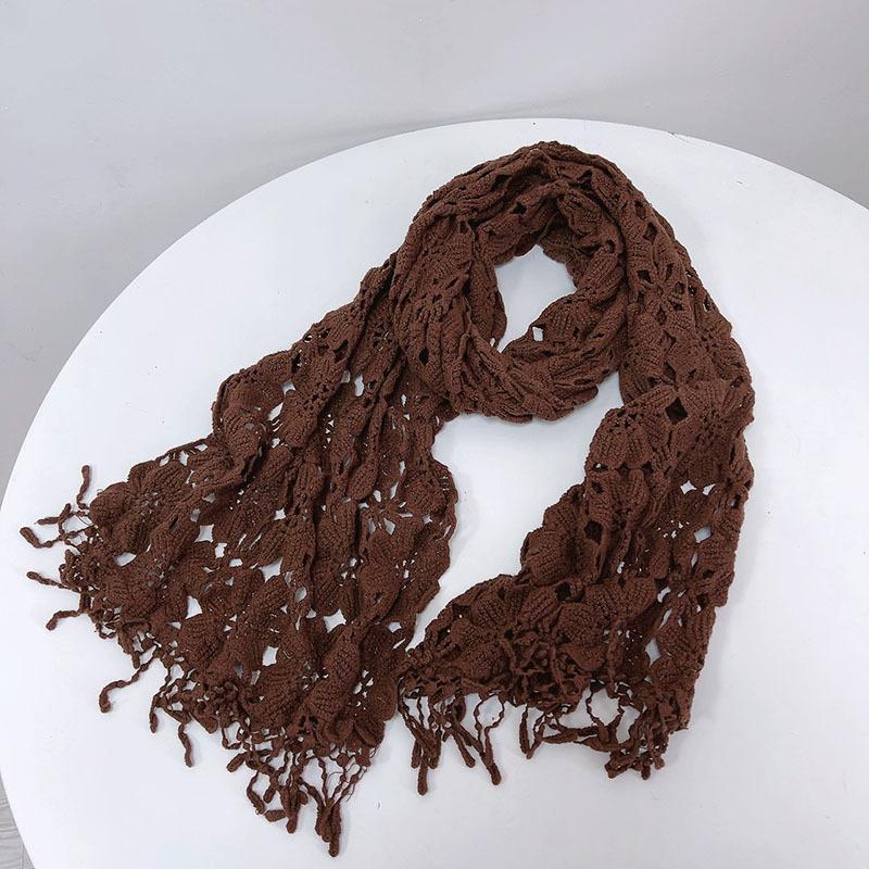 Sweet Spring And Autumn Lace Cotton Scarf Women's Knitting Soft Thin Small Shawl Winter Warm Scarves