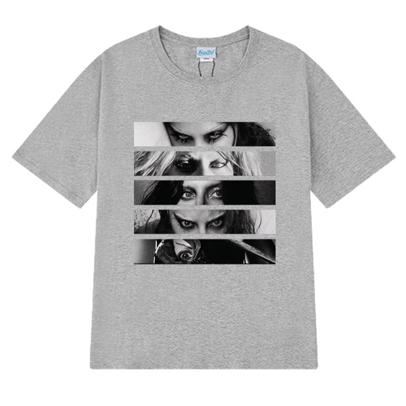 Hot Sale Lady Gaga 90s music Graphic T Shirt Unisex gothic Oversized short sleeve T-shirts Men Women black 100% Cotton clothing