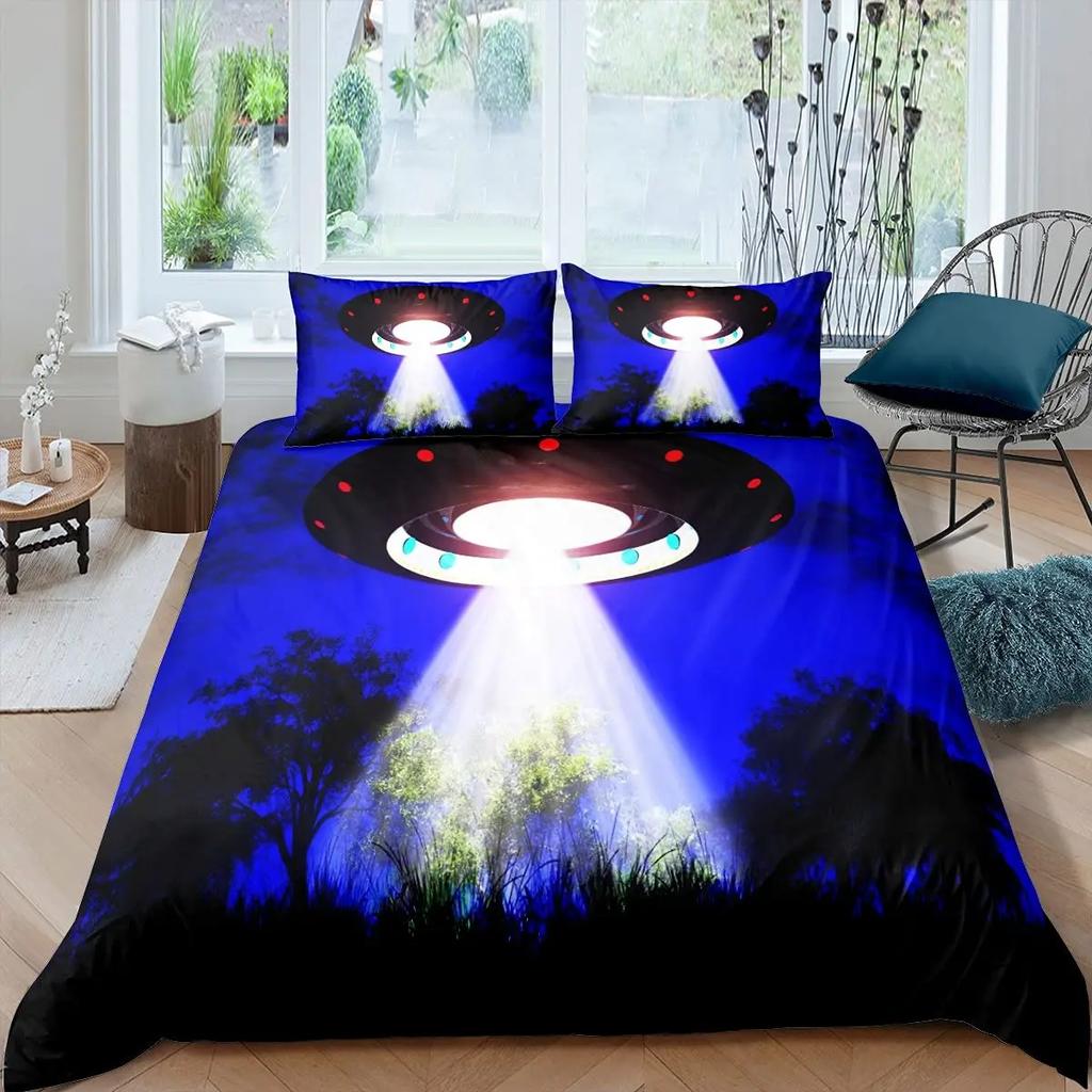 Aviation Duvet Cover SetAir Balloon Bedding Set Space Ship Comforter Cover Space Exploration Bedding Set Luxury Quilt Cover