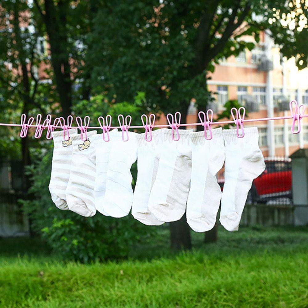 with 12 Clips Clothesline Colorful Drying Elastic Rope Multi-functional Travel Clothesline Outdoor