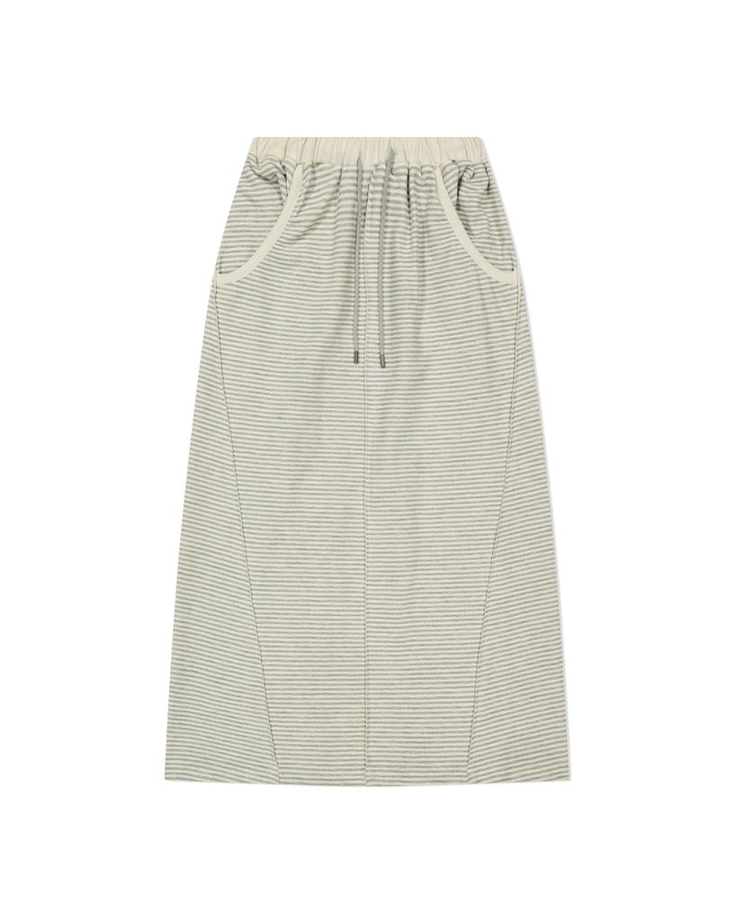 The Museum Visitor Raw Edge Long Skirt (Light Gray)