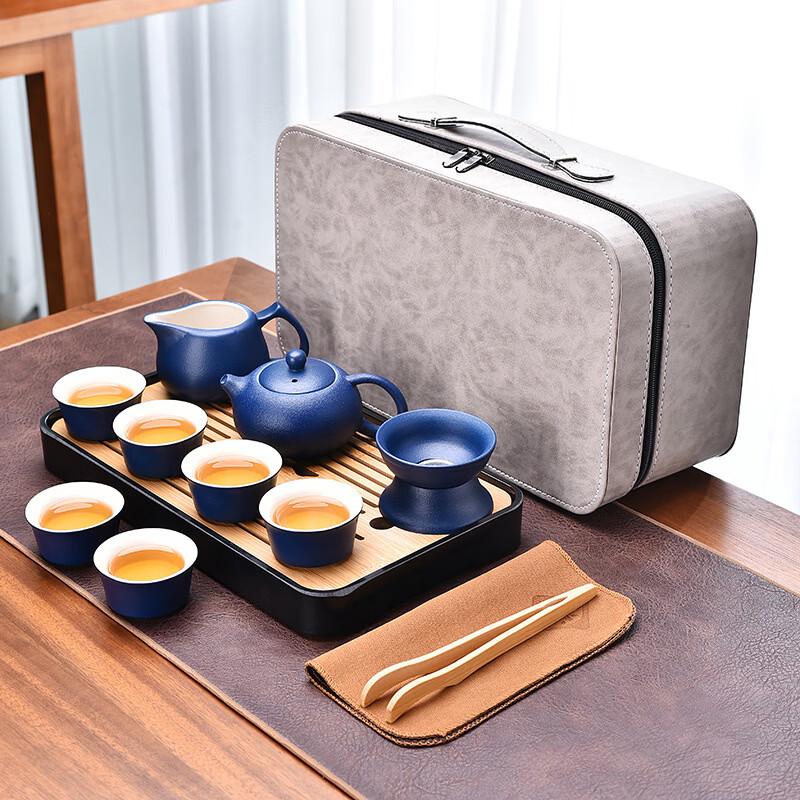 Zhuijia Black Pottery Luobao Glaze Travel Tea Set