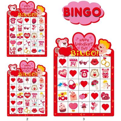 38Pcs Valentines Day Bingo Game Cards for 24 Players Festive Holiday Family Game Set Board Game Girls Wedding Party Decoration