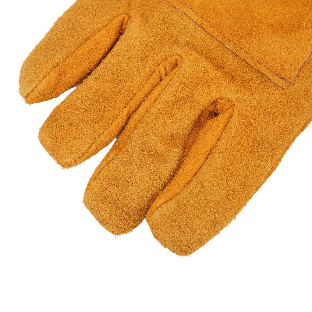 Heat Resistant Gloves Calf Leather Polyester Hand   BBQ Grill Oven Mitts Short Type