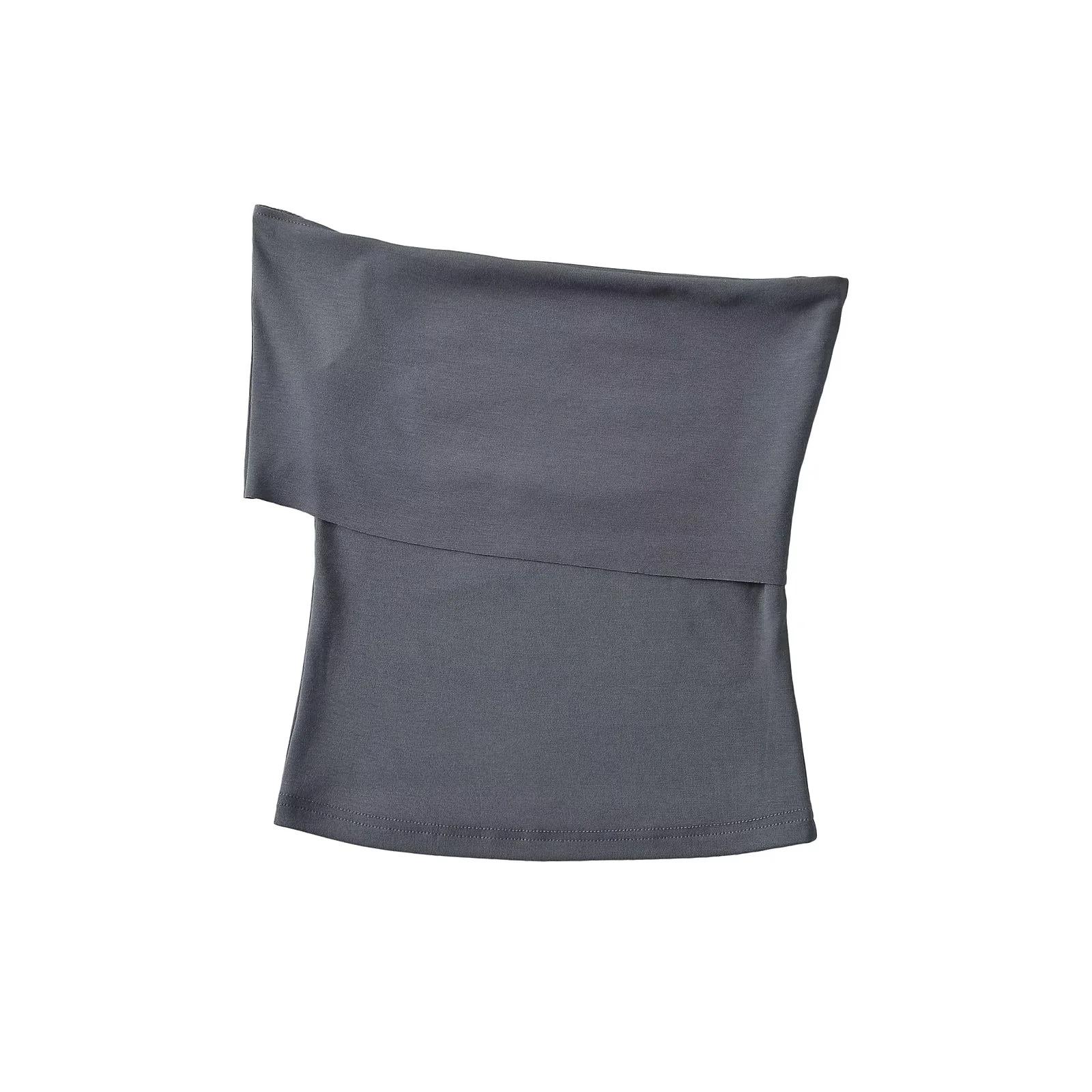 Pure Desire Asymmetrical One-Shoulder Bandeau Top: Sexy Summer Camisole for Women Small темно-серого