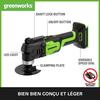 Outil multifonction oscillant - greenworks - g24mt - 24v - 18000 opm - lampe led intégrée