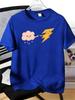 Unisexs Tee Lovely Cloud And Lightning Character Print Cotton Short Sleeve Male Casual Streetwear Outdoor Daily Basic Fashion Top