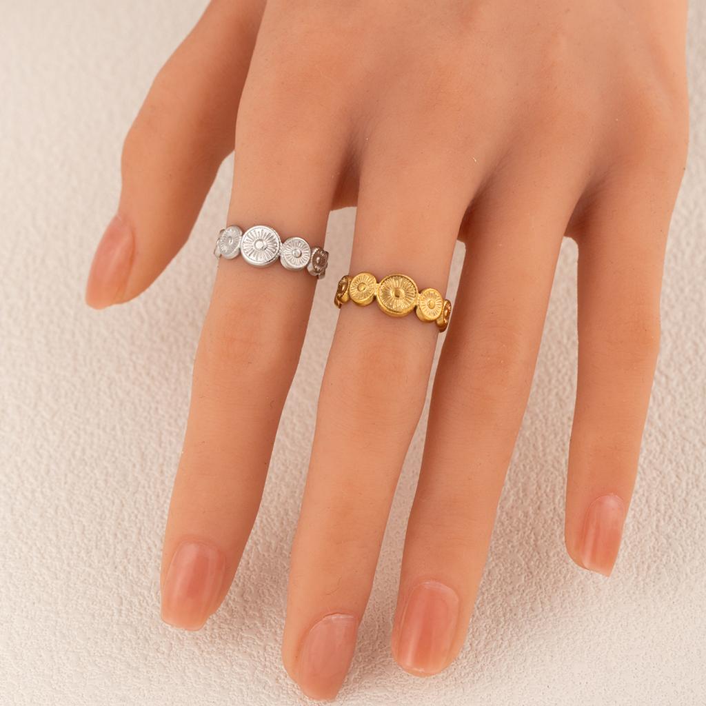 Geometric circular stainless steel open ring - Women's simple ring