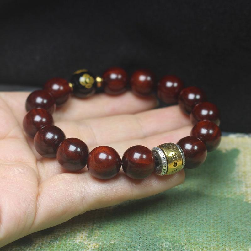 12mm Single Loop Zambia Blood Sandalwood Beaded Bracelet Ethnic Style Unisex Simple Wooden Hand Jewelry Gift Ornament