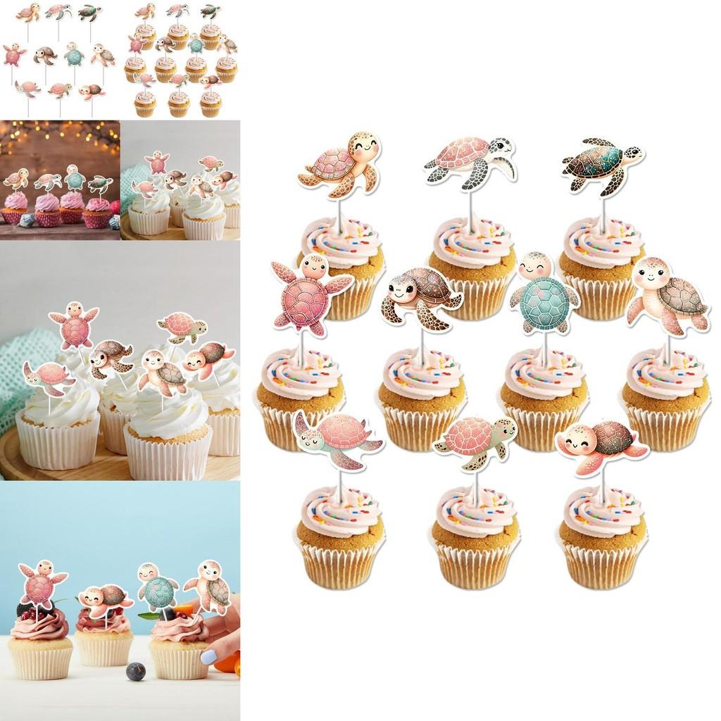 Turtle Birthday Cake Accessories With Diy Paper Placards For Event Decor