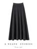 Women's 100% Pure Cashmere High Waist Long Skirt - Solid Color, Elastic Drape, Plush for Autumn/Winter