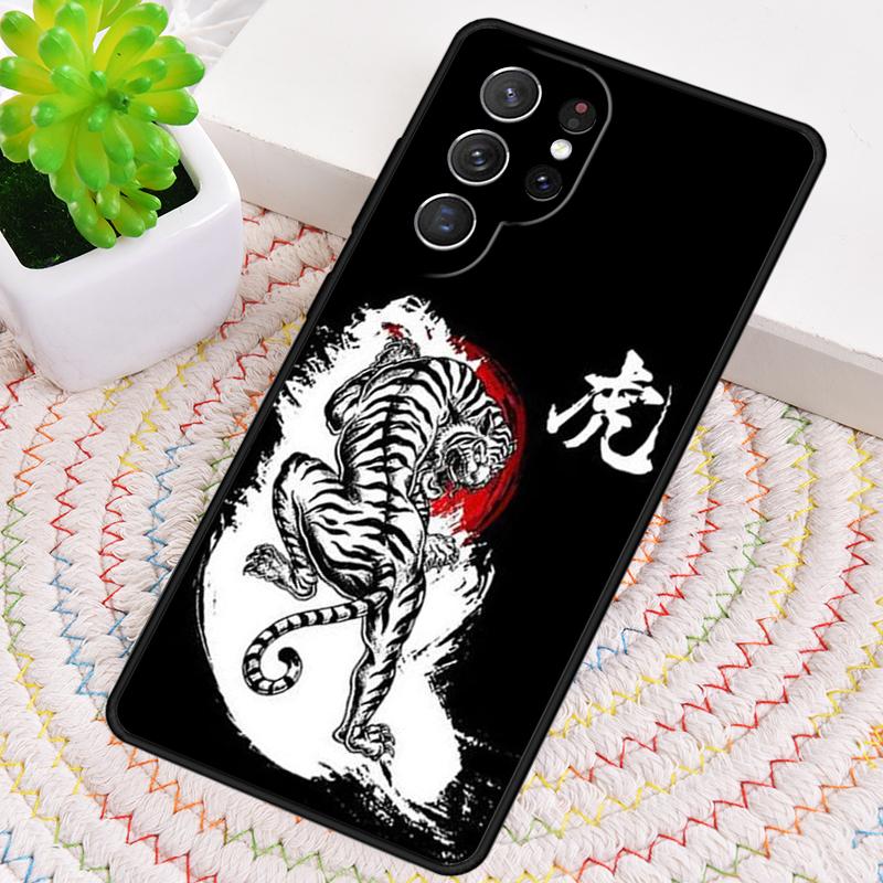 Japanese Tiger pattern Silicone Phone Case For Samsung Galaxy note 10 pro S26 S25 S24 S23 S22 S21 Plus S25Ultra Capa Cover