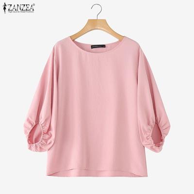 Γυναικεία Καθημερινή Μπλούζα με Στρογγυλή Λαιμόκοψη, Μονόχρωμη, με Μανίκια 3/4