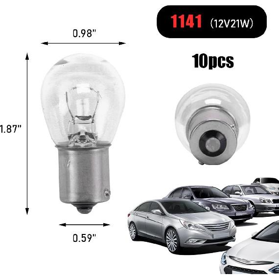 Yourkar 10 PCS Car Brake Bulb, 1141 12V 21W Auto Brake Flat Angle Single Light Bulb, High Brightness Brake Tail Turn Signal Light Bulbs Replacement,