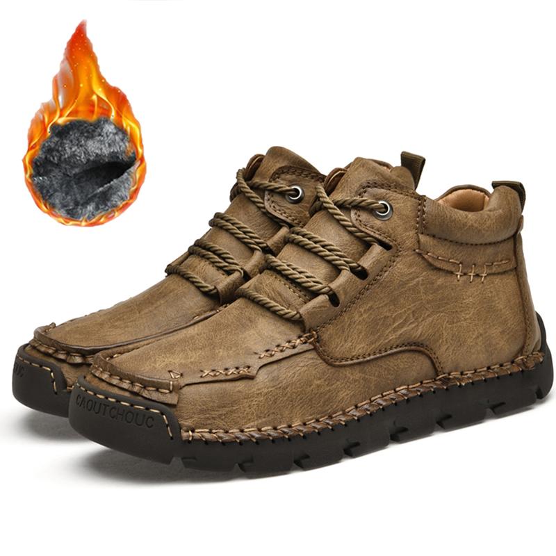 39-48 Men's Medium Top Casual Shoes Outdoor Leather Shoes Large Size Handmade Flat Shoes