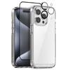 NORTHJO For iPhone 15 Pro Case PC+TPU Clear Phone Cover+Screen Protector+Camera Lens Film