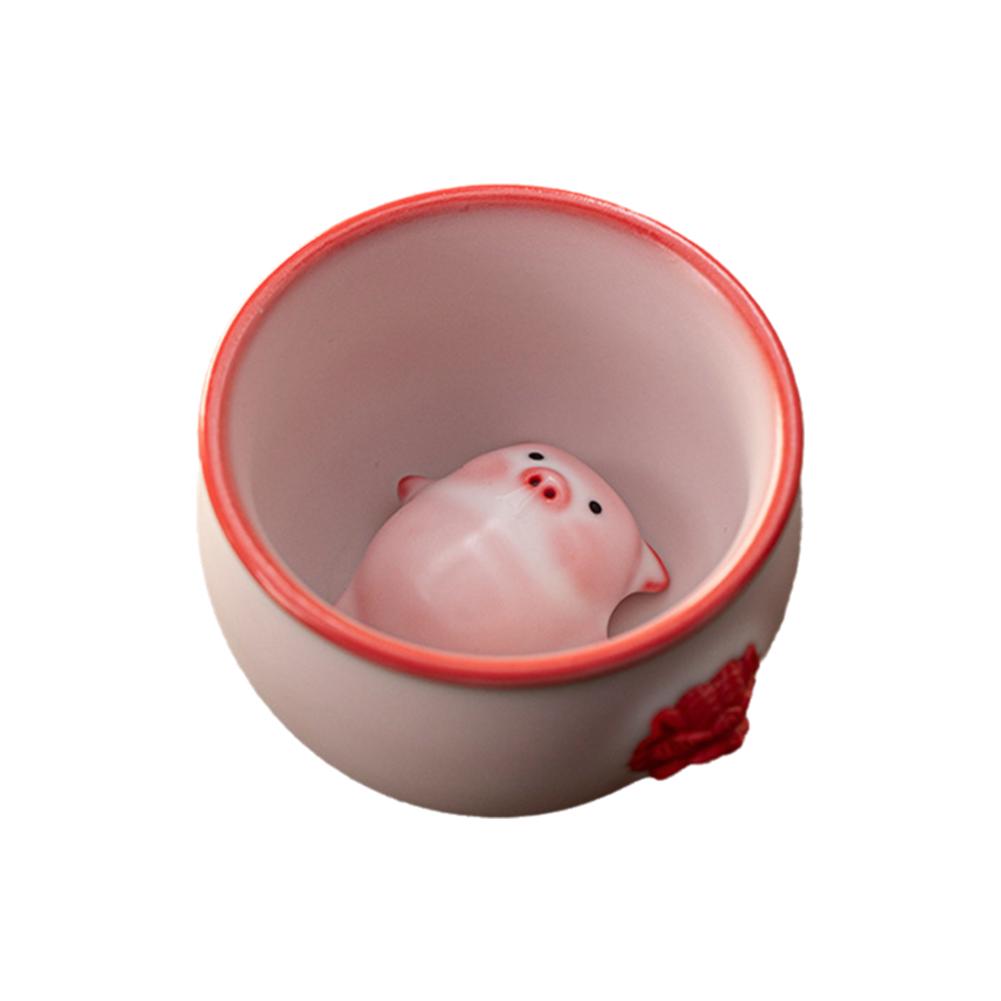 Bubble-Blowing Pig Tea Pet Celadon Glaze Teacup Creative Gongfu Tea Set Ceramic Novelty Porcelain Incense Cup Unique Gift