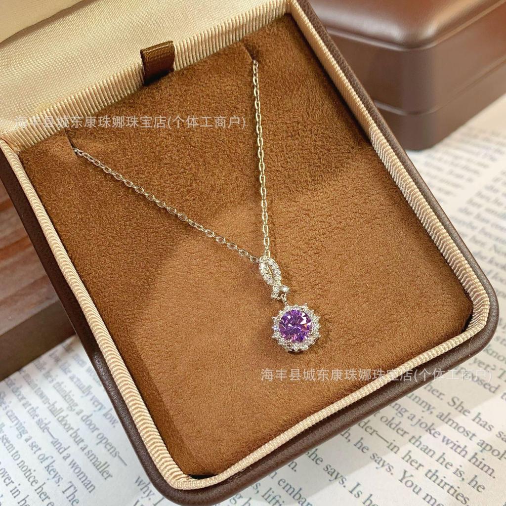 Sunflower Full Diamond Zircon Pendant for Women, Light Luxury, High Grade, Imitation of Moissanite Pendant Necklace, Fashion Jewelry