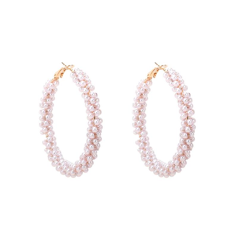 

ins cold wind geometric large circle pearl earrings, the same design French retro temperament earrings золотий