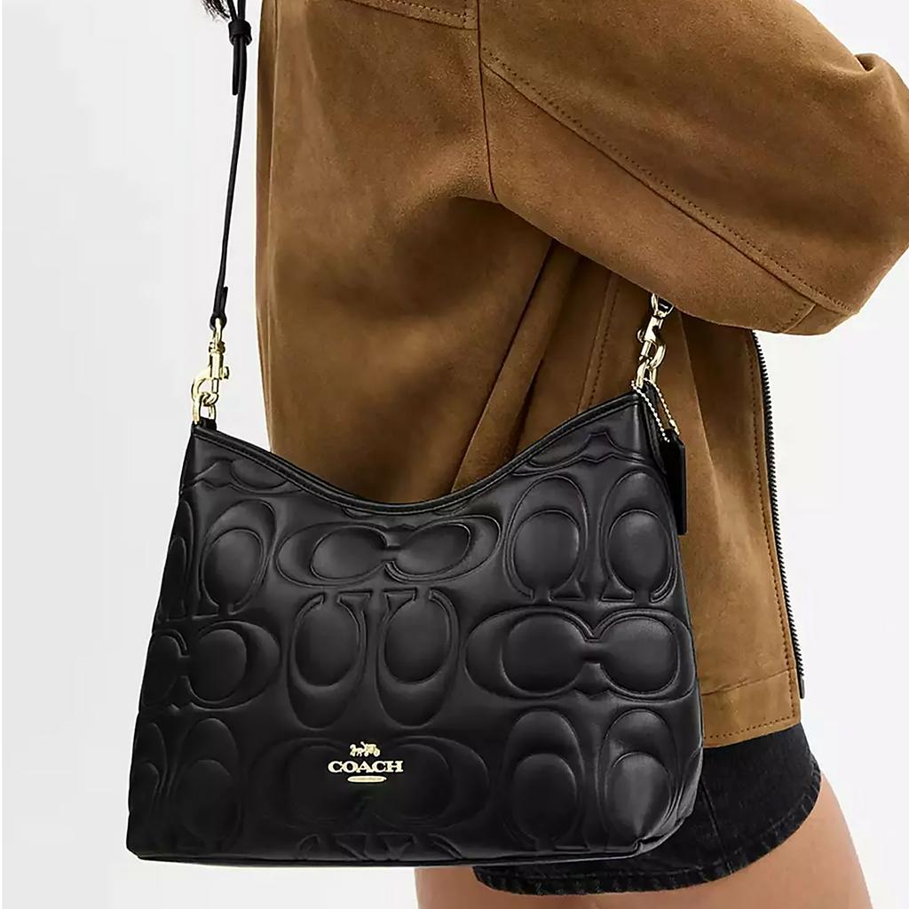 Coach Laurel 31 Top Zip Leather Tote Crossbody Bag Large Women bags Black CZ178-IMBLK