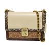 [Pre-Owned] Hutton 22 Lock Closure Internal Zipper Multi-Purpose Pocket Coated Canvas With Calfskin And Snake Skin Shoulder Crossb - Excellent #96CPJP
