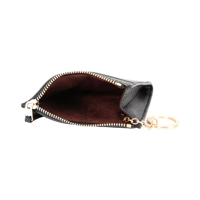 Coach Skinny 11 Logo Leather ID Holder Key Holder Card Holder Mini Women's Black