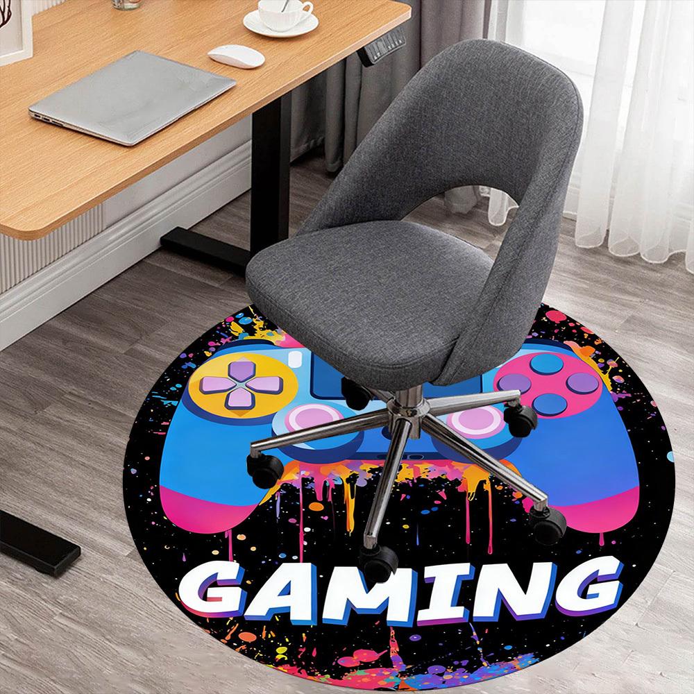 1PC Gaming Controller Round Chair mat Area Rug - Non-Slip, Floor Mat for Office, Bedroom, and Indoor Decor -Gift D1127198