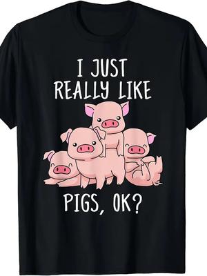 Love Pig T-Shirt Gifts Pigs Tshirt Men Cute Swine T-Shirt - 220g