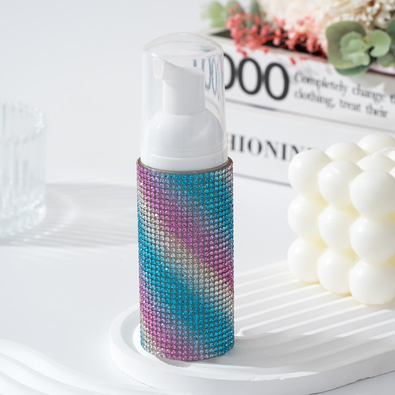 Diamond-encrusted 60ML cleansing mousse bottle liquid makeup water separate empty bottle travel portable bottle 60ml; colorful blue; pet