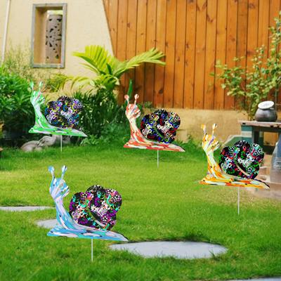 Metallschnecke Gartenstecker Dekoration Wetterfest Innen Außen Hof Rasen Terrasse Gehweg Eisen Bunte Schnecke Stecker Stab Ornament