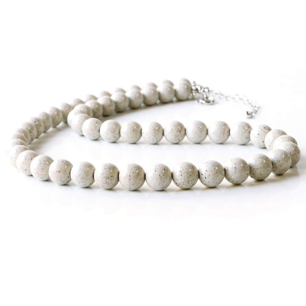 [GOLD STONE] Beitou Stone Necklace, 8mm, Taiwanese, Negative Ion, Radium, 40cm Long