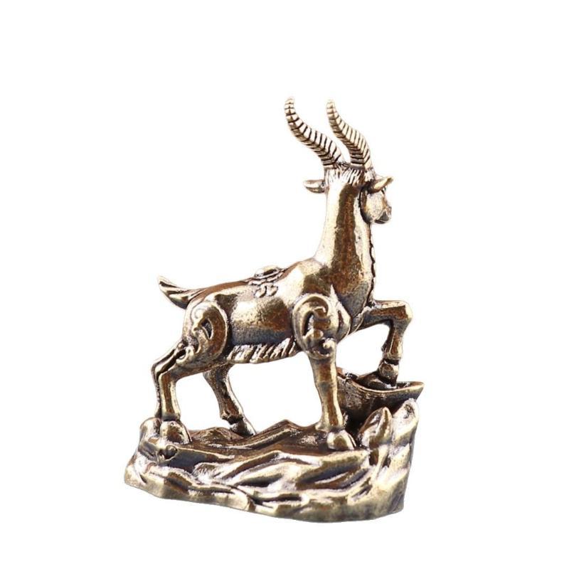 Vintage Feng Shui Coins Goat Statue Desktop Ornament Home Decoration Craft Accessories Lucky Zodiac Animal Sheep Figurine