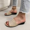 Fashion Gold Flat Sequin Cloth Slippers for Women 2025 Summer Casual Flat Sandals for Women Fashion Sandals Outdoor Flip Flops36-42