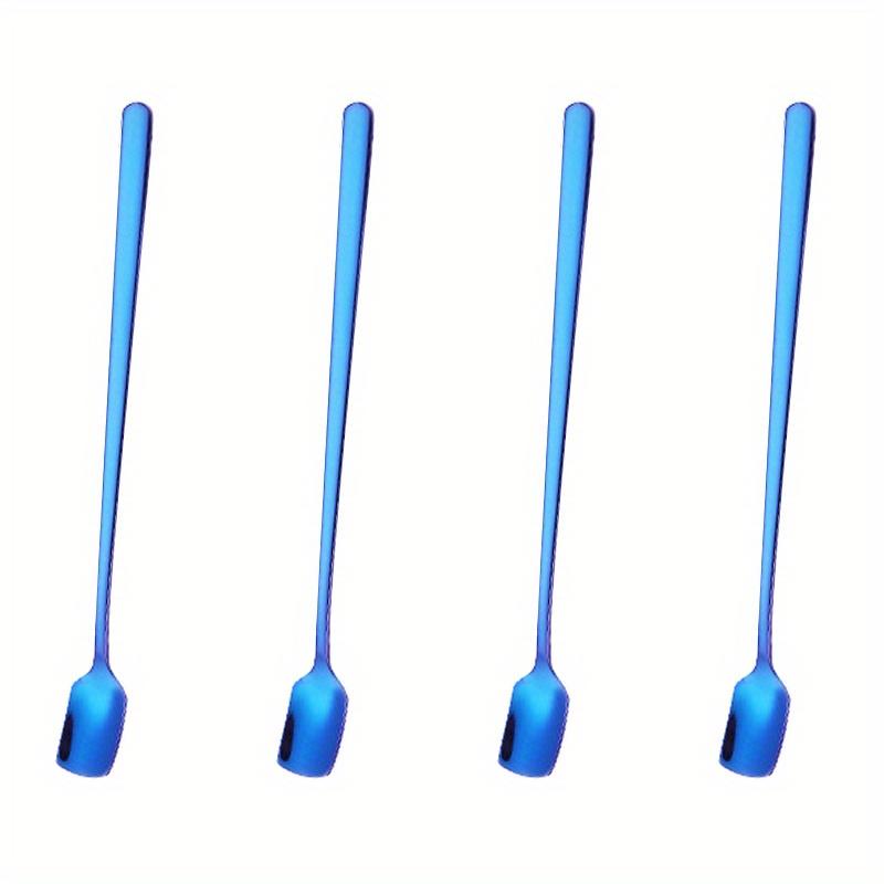4 buc, set de linguri de desert reutilizabile din oțel inoxidabil cu mâner lung pentru uz casnic, restaurant și petreceri - perfect pentru înghețată, lapte și cafea