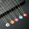 Flower Pendant Necklace - Women's Gold-plated Copper with Colorful Enamel, Elegant Choker Necklace Accessory