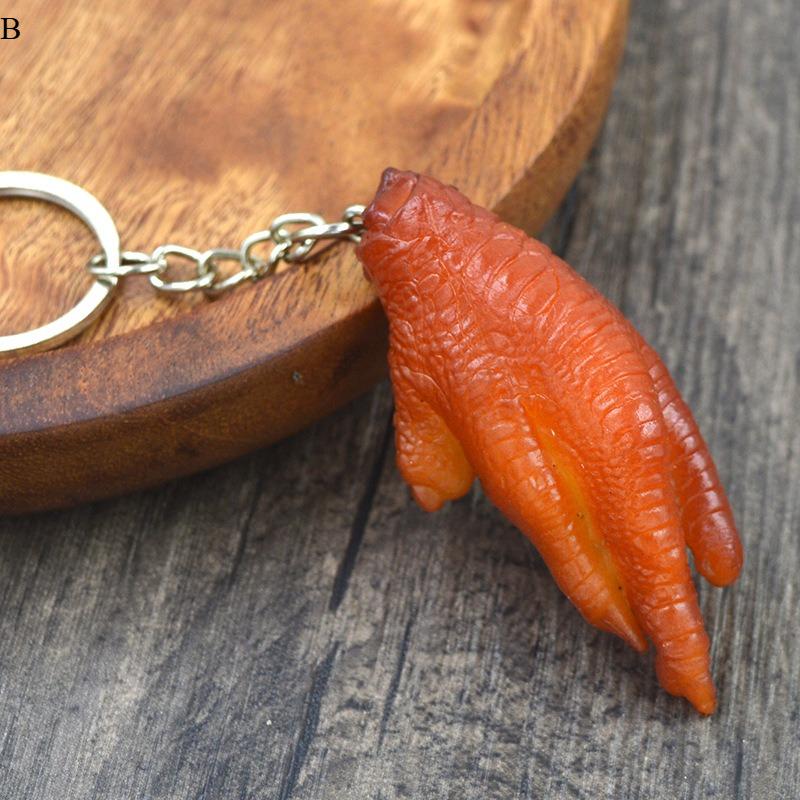 1Pc Creative Simulation Food Keychain PVC Model Gift Soft Glue Fake Braised Pork Belly Pork Trotters Roast Chicken Pendant