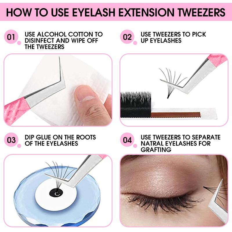 False Eyelash Extension Tweezers Stainless Steel Professional Beauty Eyelash Grafting Extensions Tools High Precision Tweezers