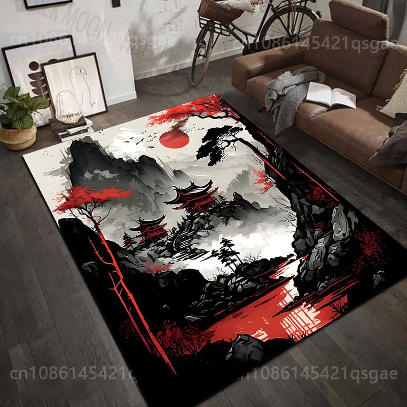 Japanese ink wash landscape art Pattern Rug Carpets for Bedroom Living Room Sofa Mat Creative Door Mat Cloakroom Home Decor