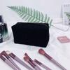Borsa da Trucco a Strisce in Velluto Peluche con Cerniera per Viaggio e Uso Quotidiano Donna