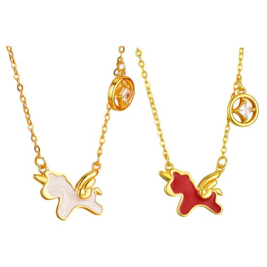 Oil Dripping Horse Pendant Necklace Lightweight Hypoallergenic 2026 New Year Women Flying Horse Chain Necklace Fashion Jewelry