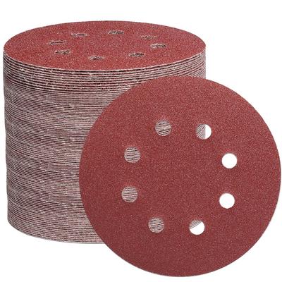 STEBREAM Lixa e Lixamento 100 Conjunto de Lixas para Marcenaria Elétrica Metal Polimento de Joias Discos Vermelhos, 125mm, 8 Furos, Redondo, Peças, Grão #60,
