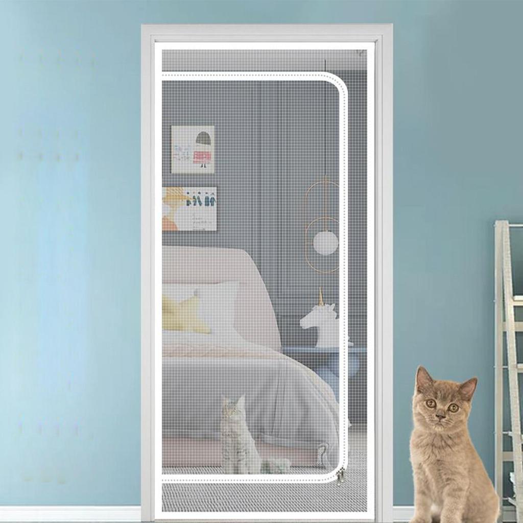 Reinforced Cat Screen Door Cat Resistant Mesh Screen Thickened Interior Net with Zipper Closure Pet Supplies for Pets
