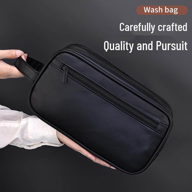 Portable Waterproof Men's Double-Layer Toiletry Bag - Large Capacity, High-End Feel.